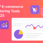 Visual graphic showing top e-commerce monitoring tools and dashboard analytics in 2025